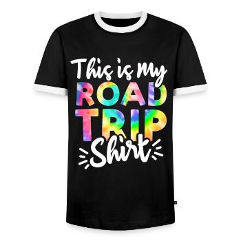 This is my Road trip Tie Dye for Matching Family - Men's Ringer Shirt - black/white - Front - AI Model Female 172 light (172cm) & AI Model Male 178 light (178cm)