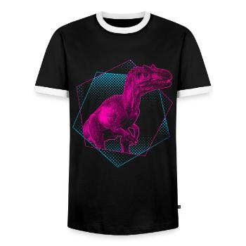 Dinosaure Allosaurus - T-shirt contrasté Homme - noir/blanc - Devant - AI Model Female 172 light (172cm) & AI Model Male 178 light (178cm)