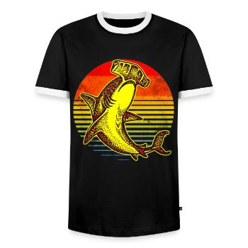 Hammerhai - Männer Kontrast-T-Shirt - Schwarz/Weiß - Vorne - AI Model Female 172 light (172cm) & AI Model Male 178 light (178cm)