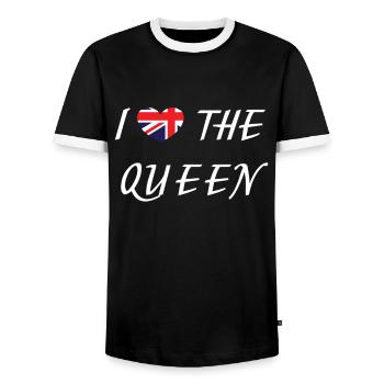 I love The QUEEN - Men's Ringer Shirt - black/white - Front - AI Model Female 172 light (172cm) & AI Model Male 178 light (178cm)