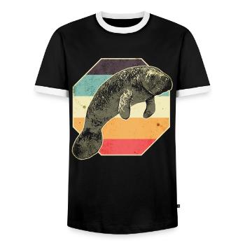 Manatee Manatee - Men's Ringer Shirt - black/white - Front - AI Model Female 172 light (172cm) & AI Model Male 178 light (178cm)