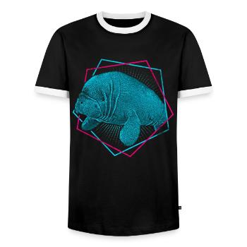 Manatee - Manatee - Men's Ringer Shirt - black/white - Front - AI Model Female 172 light (172cm) & AI Model Male 178 light (178cm)