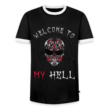 Bienvenue dans ma chemise Hell cool skull - T-shirt contrasté Homme - noir/blanc - Devant - AI Model Female 172 light (172cm) & AI Model Male 178 light (178cm)