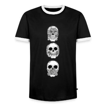 Ne voyez pas un crâne maléfique - T-shirt contrasté Homme - noir/blanc - Devant - AI Model Female 172 light (172cm) & AI Model Male 178 light (178cm)