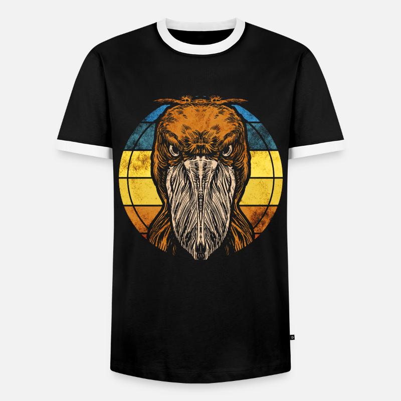Schuhschnabel Vogel - Männer Kontrast-T-Shirt - Schwarz/Weiß