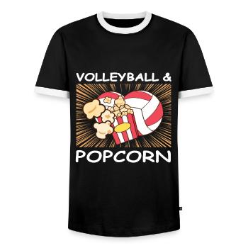 Volleyball & Popcorn Lover Teenage Girls Player - T-shirt contrasté Homme - noir/blanc - Devant - AI Model Female 172 light (172cm) & AI Model Male 178 light (178cm)