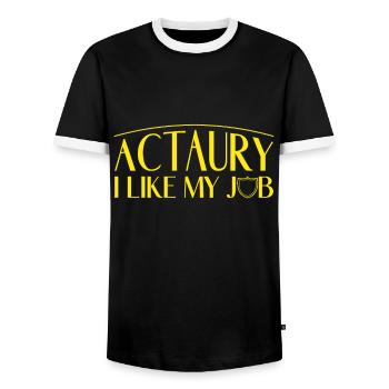 Actaury I Like My Job Consultant Broker Gift Idea - Men's Ringer Shirt - black/white - Front - AI Model Female 172 light (172cm) & AI Model Male 178 light (178cm)