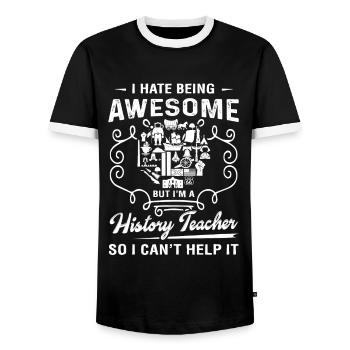 History Teacher Awesome History Teacher - Men's Ringer Shirt - black/white - Front - AI Model Female 172 light (172cm) & AI Model Male 178 light (178cm)