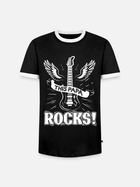 Guitar Guitar Papa Rocks - Men's Ringer Shirt - black/white