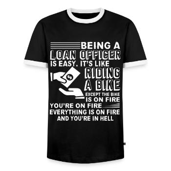 Loan Officer Being Loan Officer Is Easy - Men's Ringer Shirt - black/white - Front - AI Model Female 172 light (172cm) & AI Model Male 178 light (178cm)
