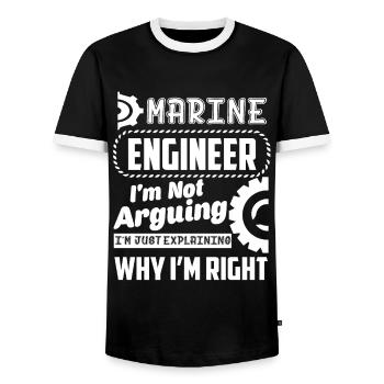 Marine Engineer Proud Marine Engineer - Men's Ringer Shirt - black/white - Front - AI Model Female 172 light (172cm) & AI Model Male 178 light (178cm)
