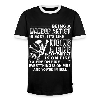 Makeup Artist Being Makeup Artist Is Easy - Men's Ringer Shirt - black/white - Front - AI Model Female 172 light (172cm) & AI Model Male 178 light (178cm)