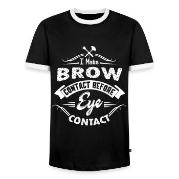 Makeup Artist I Make Brow Contact - Men's Ringer Shirt - black/white - Front - AI Model Female 172 light (172cm) & AI Model Male 178 light (178cm)