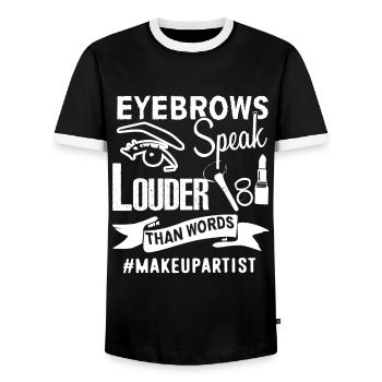 Makeup Artist Makeup Artist Hashtag - Men's Ringer Shirt - black/white - Front - AI Model Female 172 light (172cm) & AI Model Male 178 light (178cm)