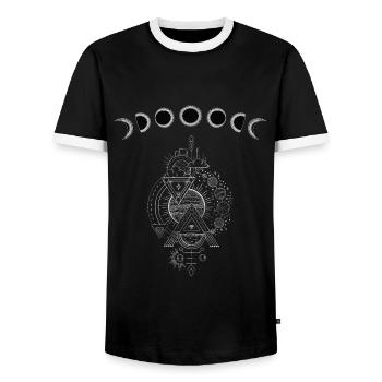Dark Dream Moonphase Astro-design - Männer Kontrast-T-Shirt - Schwarz/Weiß - Vorne - AI Model Female 172 light (172cm) & AI Model Male 178 light (178cm)