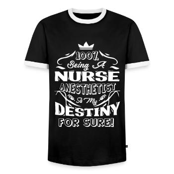 Nurse Anesthetist Being A Nurse Anesthetist - Men's Ringer Shirt - black/white - Front - AI Model Female 172 light (172cm) & AI Model Male 178 light (178cm)