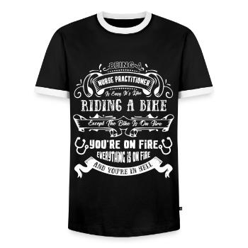 Nurse Practitioner Nurse Practitioner Is Easy - Men's Ringer Shirt - black/white - Front - AI Model Female 172 light (172cm) & AI Model Male 178 light (178cm)