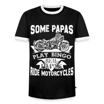 Motorcycle Real Papas Ride Motorcycles - Men's Ringer Shirt - black/white - Front - AI Model Female 172 light (172cm) & AI Model Male 178 light (178cm)