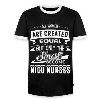 Nicu Nurse Finest Women Become Nicu Nurses - Men's Ringer Shirt - black/white - Front - AI Model Female 172 light (172cm) & AI Model Male 178 light (178cm)