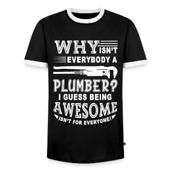 Plumber Awesome Plumber - Men's Ringer Shirt - black/white - Front - AI Model Female 172 light (172cm) & AI Model Male 178 light (178cm)