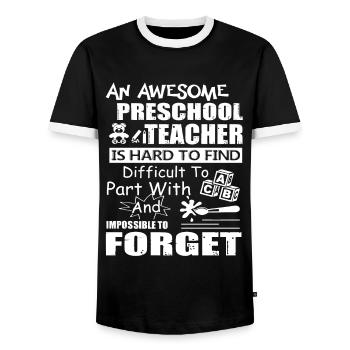 Preschool Teacher Awesome Preschool Teacher - Men's Ringer Shirt - black/white - Front - AI Model Female 172 light (172cm) & AI Model Male 178 light (178cm)