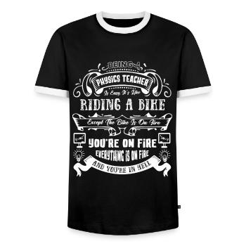 Physics Teacher Physics Teacher Is Easy - Men's Ringer Shirt - black/white - Front - AI Model Female 172 light (172cm) & AI Model Male 178 light (178cm)