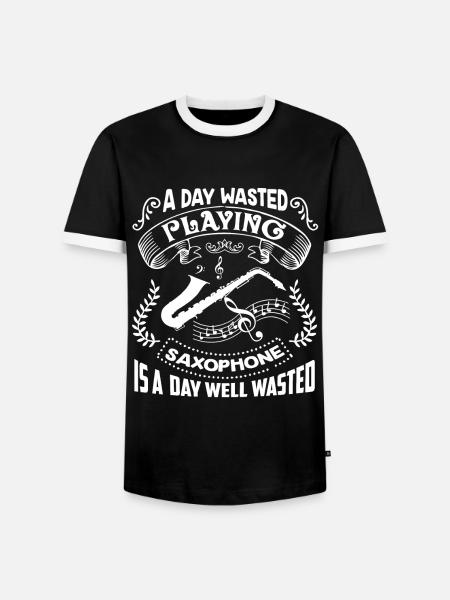 Saxophone A Day Playing Saxophone - Men's Ringer Shirt - black/white