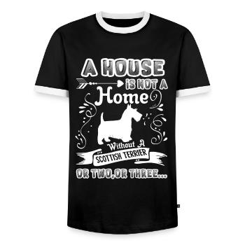 Scottish Terrier Home Without - Men's Ringer Shirt - black/white - Front - AI Model Female 172 light (172cm) & AI Model Male 178 light (178cm)