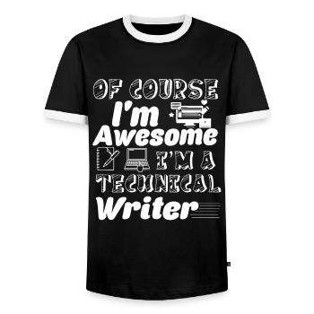 Technical Writer Awesome Technical Writer - Men's Ringer Shirt - black/white - Front - AI Model Female 172 light (172cm) & AI Model Male 178 light (178cm)