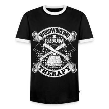 Woodworker Woodworking Therapy - Men's Ringer Shirt - black/white - Front - AI Model Female 172 light (172cm) & AI Model Male 178 light (178cm)
