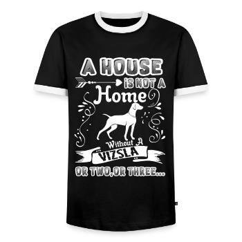 Vizsla Home Without Vizsla - Men's Ringer Shirt - black/white - Front - AI Model Female 172 light (172cm) & AI Model Male 178 light (178cm)