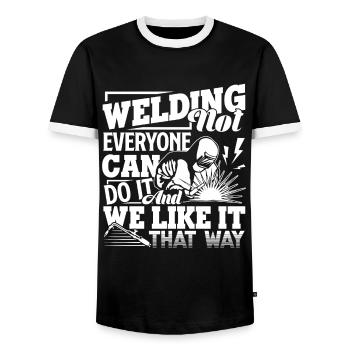 Welder Welding Not Everyone Can Do It - Men's Ringer Shirt - black/white - Front - AI Model Female 172 light (172cm) & AI Model Male 178 light (178cm)