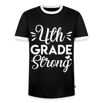 4th Grade Teacher 4th Grade Strong - Men's Ringer Shirt - black/white - Front - AI Model Female 172 light (172cm) & AI Model Male 178 light (178cm)