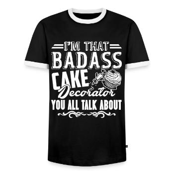 Cake Decorator Badass Cake Decorator - Men's Ringer Shirt - black/white - Front - AI Model Female 172 light (172cm) & AI Model Male 178 light (178cm)