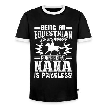 Being An Equestrian Nana Is An Honor - Men's Ringer Shirt - black/white - Front - AI Model Female 172 light (172cm) & AI Model Male 178 light (178cm)