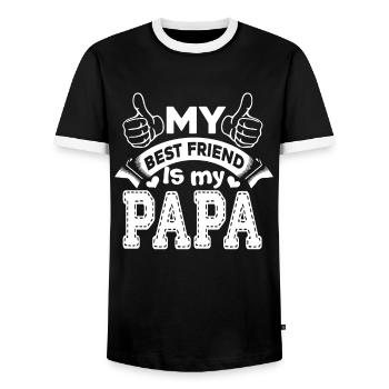 Father's Day Papa Is My Best Friend - Men's Ringer Shirt - black/white - Front - AI Model Female 172 light (172cm) & AI Model Male 178 light (178cm)