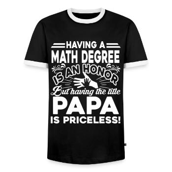 Father's Day Title Papa Is Priceless - Men's Ringer Shirt - black/white - Front - AI Model Female 172 light (172cm) & AI Model Male 178 light (178cm)