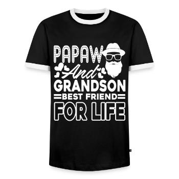 Father's Day Papaw And Grandson Best Friend - Men's Ringer Shirt - black/white - Front - AI Model Female 172 light (172cm) & AI Model Male 178 light (178cm)