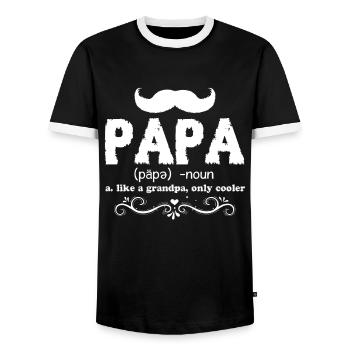Father's Day Papa Definition - Men's Ringer Shirt - black/white - Front - AI Model Female 172 light (172cm) & AI Model Male 178 light (178cm)