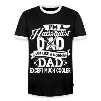 Hair Stylist Hair Stylist Dad - Men's Ringer Shirt - black/white - Front - AI Model Female 172 light (172cm) & AI Model Male 178 light (178cm)