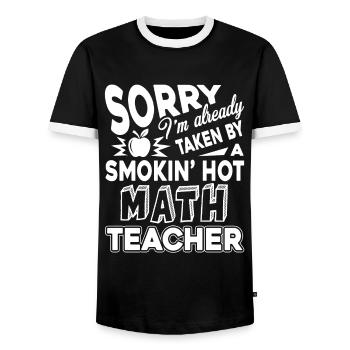 Math Teacher Taken By Hot Math Teacher - Men's Ringer Shirt - black/white - Front - AI Model Female 172 light (172cm) & AI Model Male 178 light (178cm)