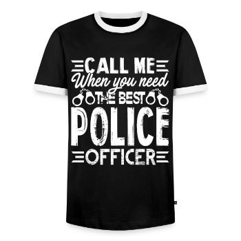 Police Officer Best Police Officer - Men's Ringer Shirt - black/white - Front - AI Model Female 172 light (172cm) & AI Model Male 178 light (178cm)