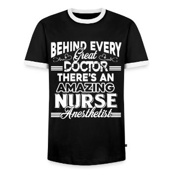 Nurse Anesthetist Proud Nurse Anesthetist - Men's Ringer Shirt - black/white - Front - AI Model Female 172 light (172cm) & AI Model Male 178 light (178cm)