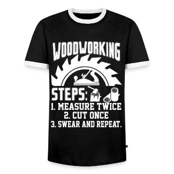 Woodworking Woodworking Steps - Men's Ringer Shirt - black/white - Front - AI Model Female 172 light (172cm) & AI Model Male 178 light (178cm)