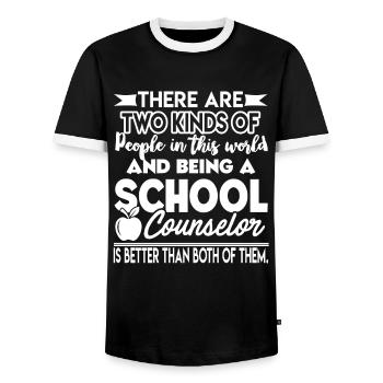 School Counselor Being A School Counselor - Men's Ringer Shirt - black/white - Front - AI Model Female 172 light (172cm) & AI Model Male 178 light (178cm)