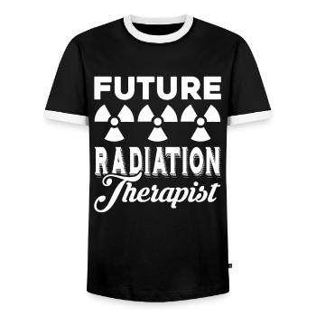 Radiation Therapist Future Radiation Therapist - Men's Ringer Shirt - black/white - Front - AI Model Female 172 light (172cm) & AI Model Male 178 light (178cm)
