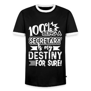 Secretary Secretary Is My Destiny - Men's Ringer Shirt - black/white - Front - AI Model Female 172 light (172cm) & AI Model Male 178 light (178cm)