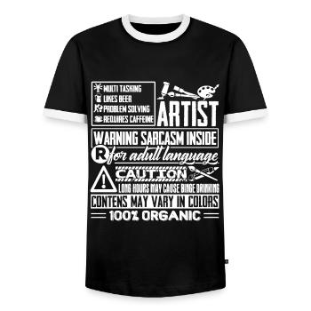 Artist Multitasking Job - Men's Ringer Shirt - black/white - Front - AI Model Female 172 light (172cm) & AI Model Male 178 light (178cm)