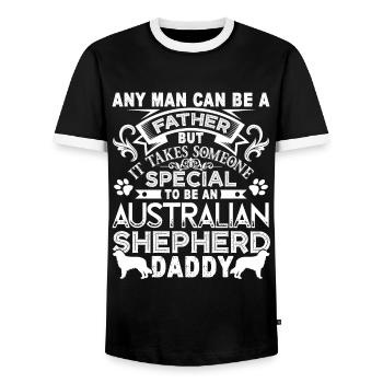 Australian Shepherd Australian Shepherd Daddy - Men's Ringer Shirt - black/white - Front - AI Model Female 172 light (172cm) & AI Model Male 178 light (178cm)