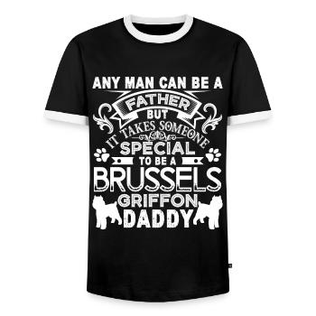 Proud Brussels Griffon Daddy - Men's Ringer Shirt - black/white - Front - AI Model Female 172 light (172cm) & AI Model Male 178 light (178cm)